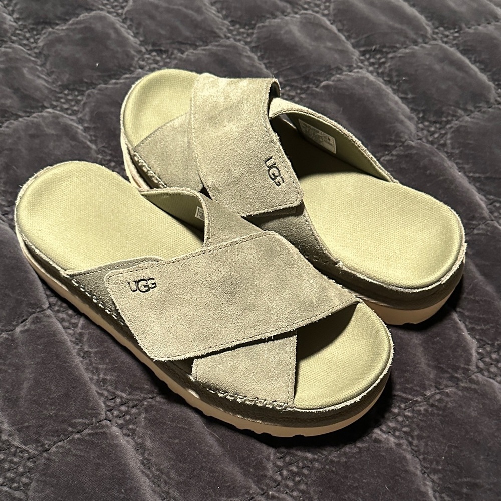 Olive Green UGG Goldenstar Cross Slide